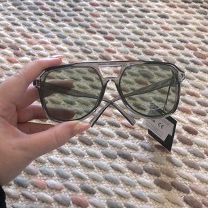 Olive Green and Grey Transparent Retro Aviators